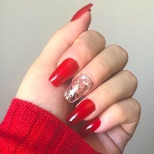 Red Jelly Gel Press On Nails